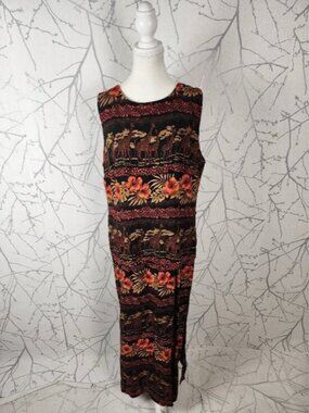 Tradition VTG Tropical Giraffes Safari Printed Layered Maxi Dress